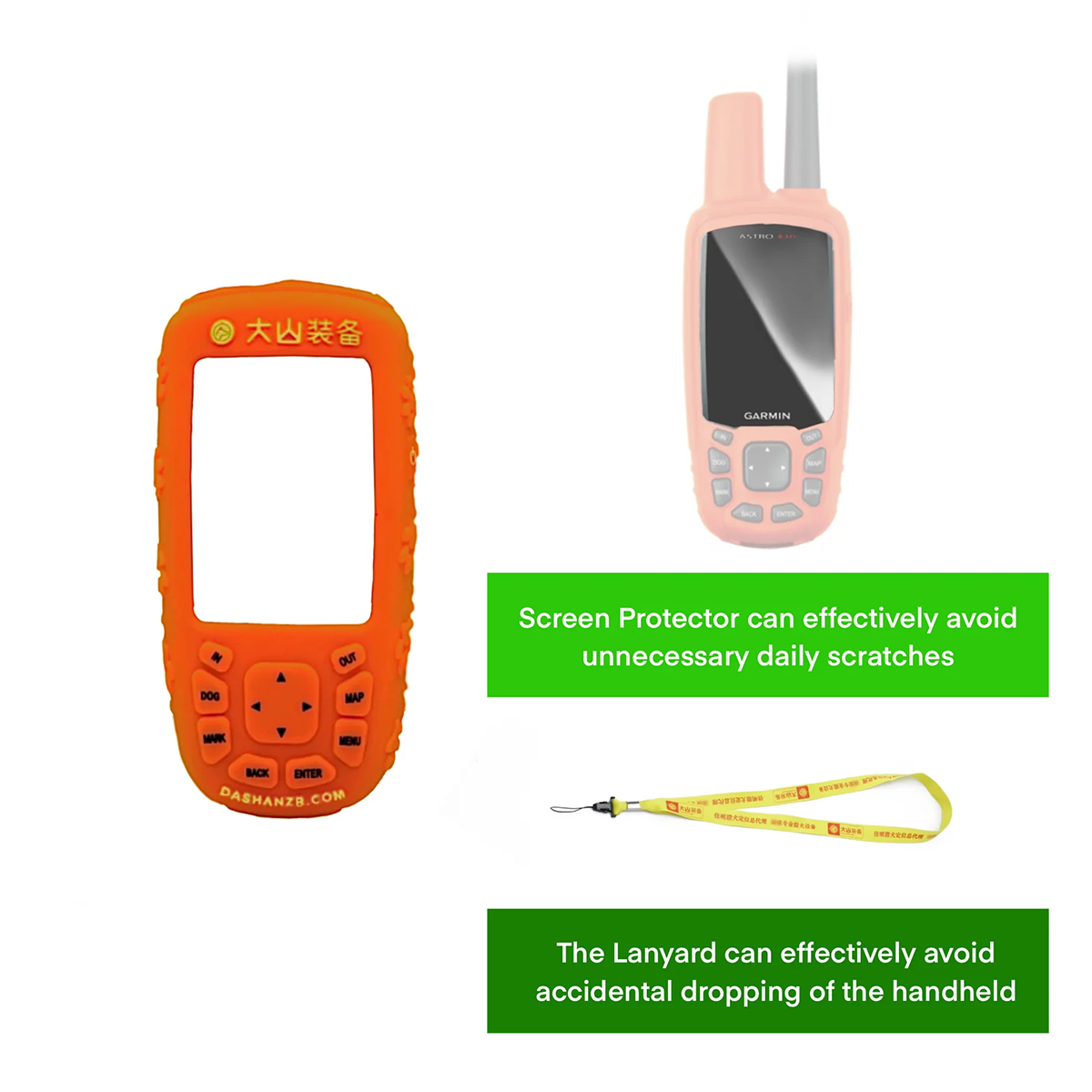 Garmin Astro 320/430 A50 Protective Silicone Gel Case Screen Protector Film Heavy Duty Flexible Cover