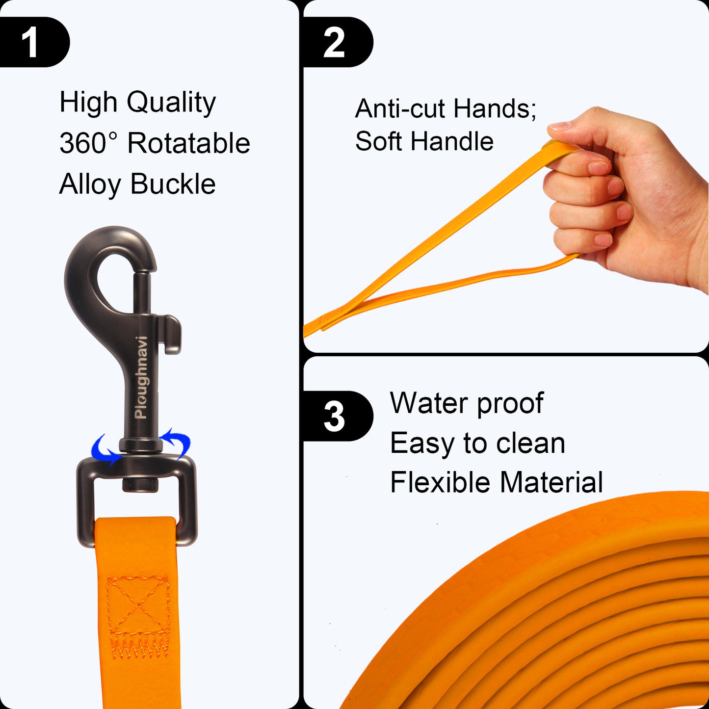 Correa de entrenamiento para perros larga de 2 cm de ancho, correa de poliéster para perros, impermeable y duradera
