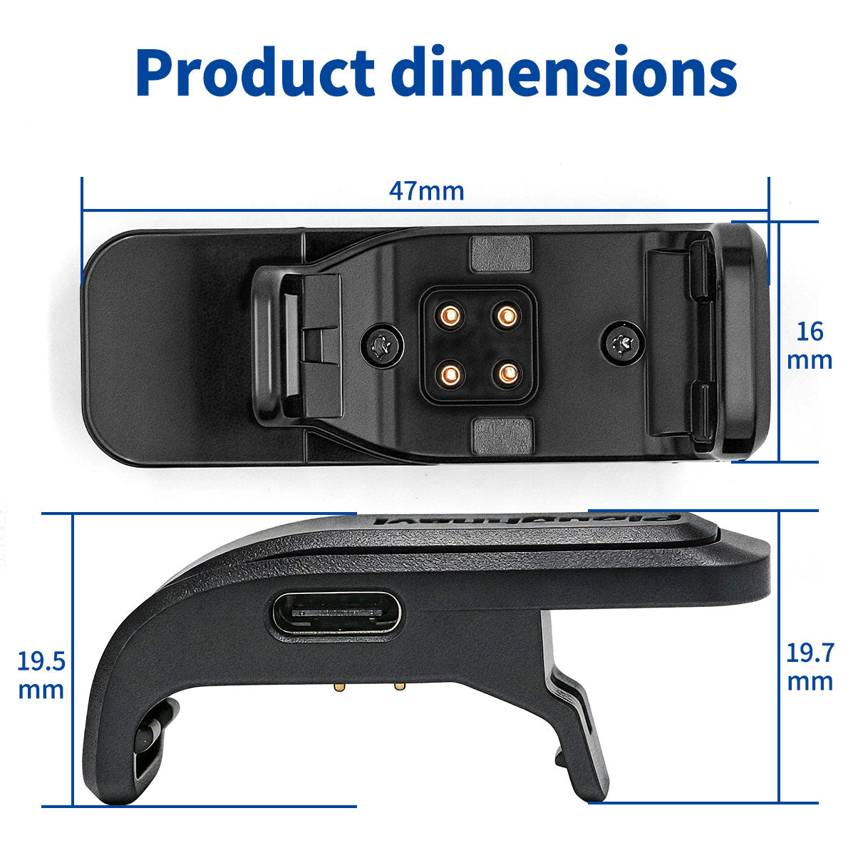Clip de charge / Clip et câble USB-C / Chargeur pour colliers GPS pour chiens Garmin T20/TT25