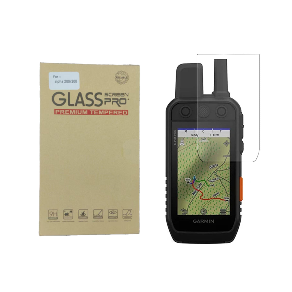 Premium Tempered Glass Screen Protector for Garmin Alpha 200 200i & 300 300i