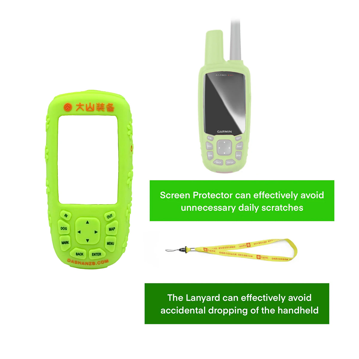 Étui de protection en gel de silicone Garmin Astro 320/430 A50 Film de protection d'écran Housse flexible robuste